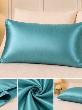 Satin Turquoise Pillowcase - Luxury Home Bedding